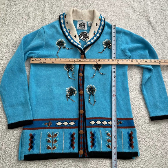 Native American Themed Vintage Dead Stock Cardigan new with Tags Women Size S - Picture 7 of 9